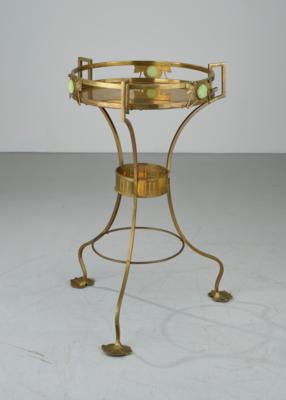 A brass table with leaf motifs and glass stones, c. 1925 - Secese a umění 20. století