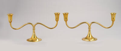 A pair of two-light candelabra, Werkstätte Hagenauer, Vienna - Jugendstil and 20th Century Arts and Crafts