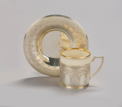 A sterling silver service, consisting of: ten mocha cup holders with porcelain beakers and ten saucers, Tiffany & Co., New York, c. 1907-47 - Jugendstil and 20th Century Arts and Crafts