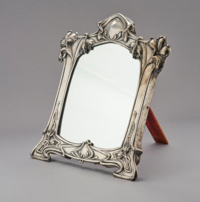 A silver standing mirror with floral motifs, Eduard Friedmann, Vienna, by May 1922 - Jugendstil and 20th Century Arts and Crafts