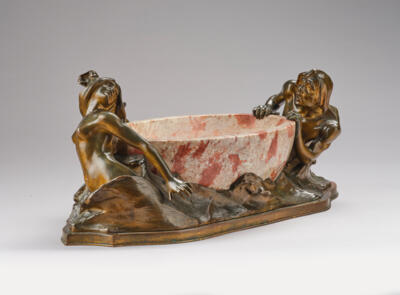 A bronze centrepiece with a sea nymph and a male figure, c. 1900 - Jugendstil and 20th Century Arts and Crafts