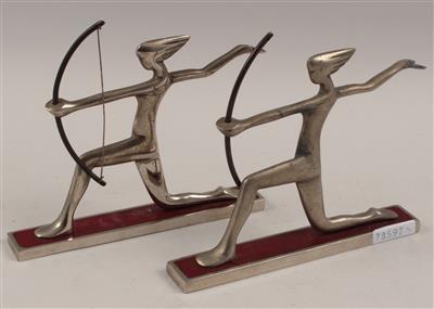 1 Paar Art Deco-Amazonen-Bogenschützen, - Antiquariato