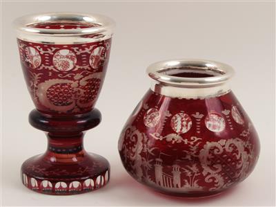 Deutsche Vase und Sockelbecher, - Antiquitäten