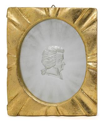 Glas-Bild "Mozart", - Antiquitäten