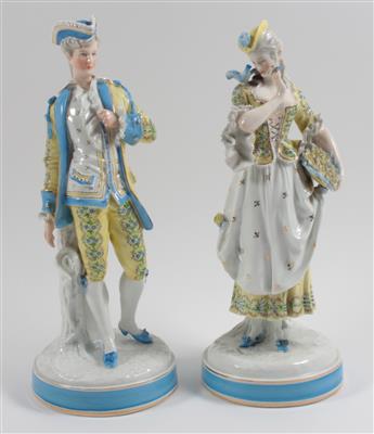 Dame mit Blumenkorb und Kavalier, - Antiques
