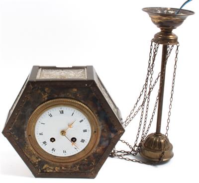 Jugendstillampe mit Uhr - Antiquitäten