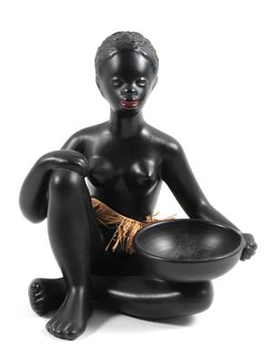 Schwarzafrikanerin mit Schale, - Antiquitäten