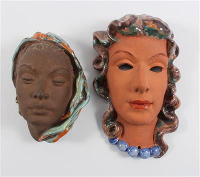 2 Wandmasken, - Antiques