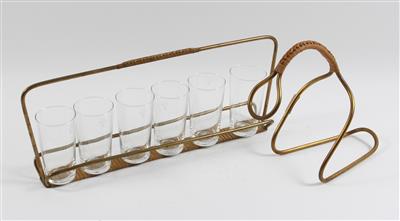 Carl Auböck-Gläserträger mit 6 Gläsern, 1 Flaschenhalter, - Antiques