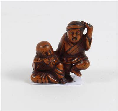 Netsuke eines Tänzers und eines Musizierenden, - Antiques