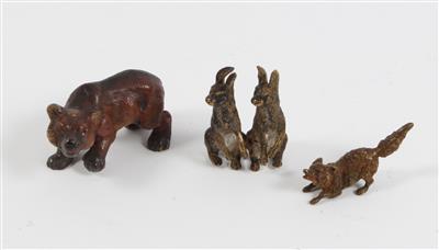 Bär, Hasenpaar, Fuchs, - Antiquitäten