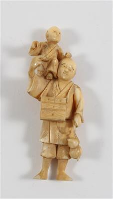 Okimono eines Mannes mit Kind, - Antiquitäten