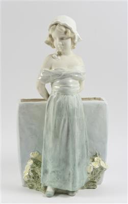 Augmüller, Vase mit stehendem Mädchen, - Antiques