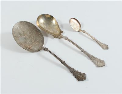 Teile eines Silber Dessertbestecks, - Antiquitäten