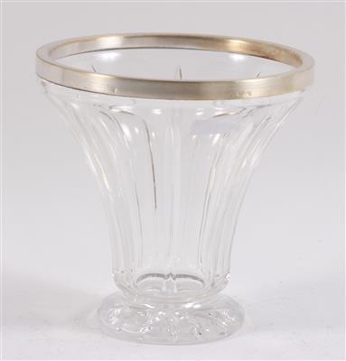 Deutsche Vase mit Silberrand, - Antiquitäten