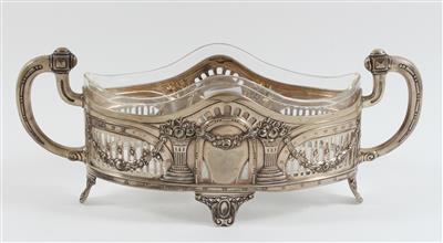 Silber Jardiniere mit Glaseinsatz, - Antiquariato