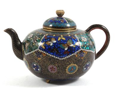 Cloisonné Teekanne mit Deckel, - Antiquitäten