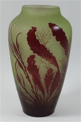 Vase mit Gräserdekor, - Antiquitäten