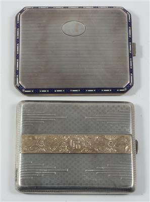 2 Silber Tabatieren mit Innenvergoldung, - Antiquitäten