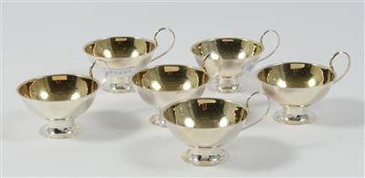 6 schwedische Silber Tassen mit Untertassen und Innenvergoldung, - Antiquitäten