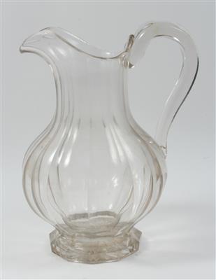 Krug, 19. Jh., farbloses geschliffenes Glas, - Antiques