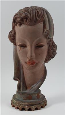 Stehmaske Frauenkopf mit Schleier, Goebel-Bieber, - Antiquariato