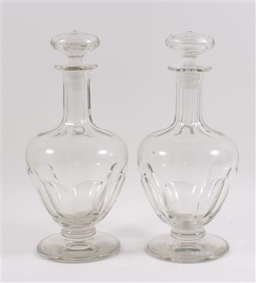 2 Glas Karaffen mit Stöpsel, - Antiquariato