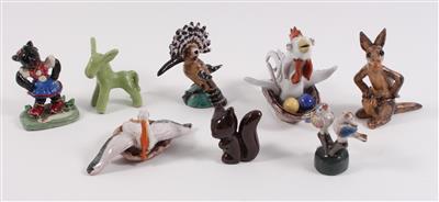 8 verschiedene Keramikfiguren, - Antiquitäten