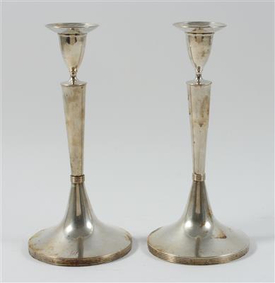 Paar Wiener Silber Empire Kerzenleuchter von 1807, - Starožitnosti