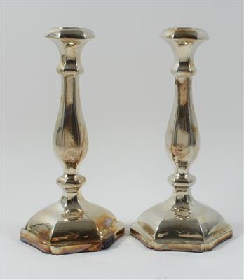Paar Wiener Silber Kerzenleuchter, - Antiquitäten