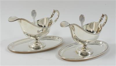 Paar italienische Silber Saucieren mit Schöpfer, - Sommerauktion - Antiquitäten
