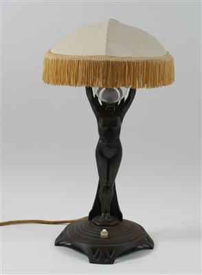 Jugendstil-Tischlampe mit plastischem Mädchenakt, - Sommerauktion - Antiquitäten