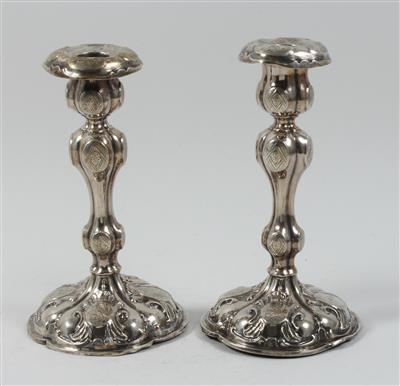 Paar schwedische Silber Kerzenleuchter, - Summer-auction