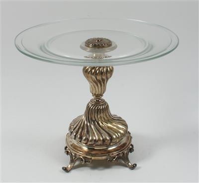 Wiener Silber Tafelaufsatz mit Glasschale, - Sommerauktion - Antiquitäten