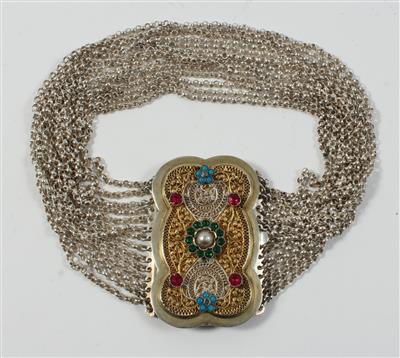 Salzburger Silber teilweise vergoldetes Collier de Chien, - Letní aukce