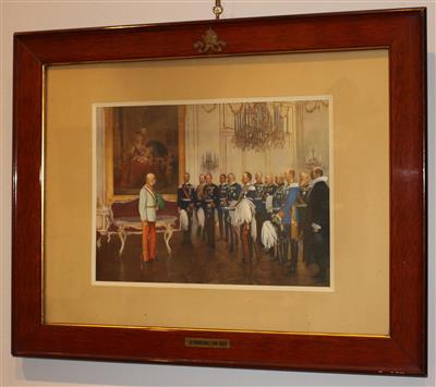 Die Huldigung der deutschen Bundesfürsten vor Kaiser Franz Joseph I. in Schönbrunn am 7. Mai 1908", - Summer-auction