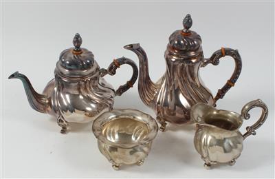 4 teilige deutsche Silber Tee- und Kaffeegarnitur, - Sommerauktion - Antiquitäten