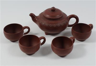 1 Zisha Teekanne, 4 Tassen - Sommerauktion - Antiquitäten
