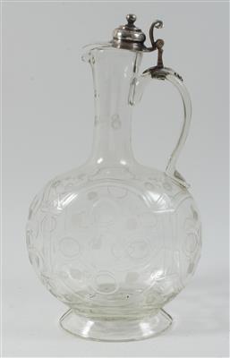 Glas Karaffe mit Silbermontierung, - Summer-auction