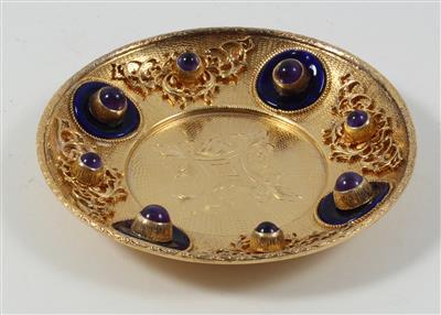 Silber vergoldeter Teller mit Amethystcabochons, - Sommerauktion - Antiquitäten