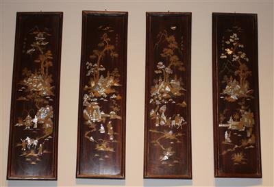 4 japanische Holzpaneele - Antiques
