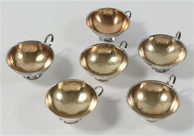 6 schwedische Silber Tassen mit Innenvergoldung, - Antiquitäten