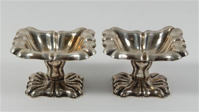 Paar alt österreichische Silber Gewürzschälchen von 1850, - Starožitnosti