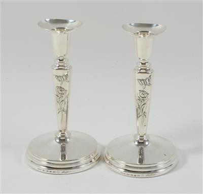 Paar schwedische Silber Kerzenleuchter, - Antiques