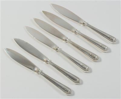 6 deutsche Silber Buttermesser, - Antiquitäten