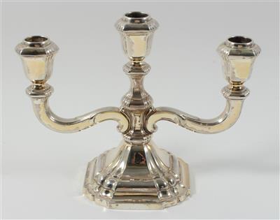 Deutscher dreiflammiger Silber Kerzenleuchter, - Antiques