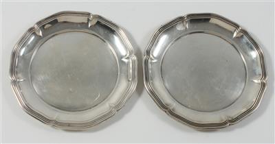 2 deutsche Silber Brotteller, - Antiques