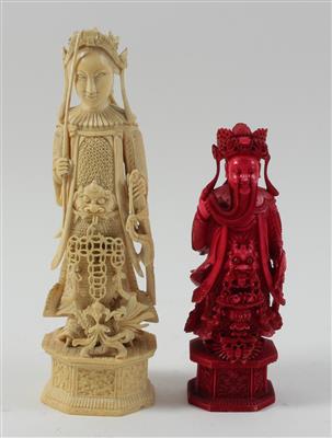 2 große Kanton Schachfiguren - Antiques