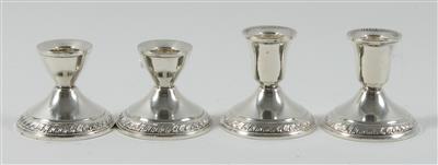 2 Paar Silber Kerzenleuchter, - Antiquitäten