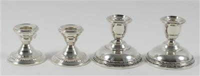 2 Paar Silber Kerzenleuchter, - Antiques